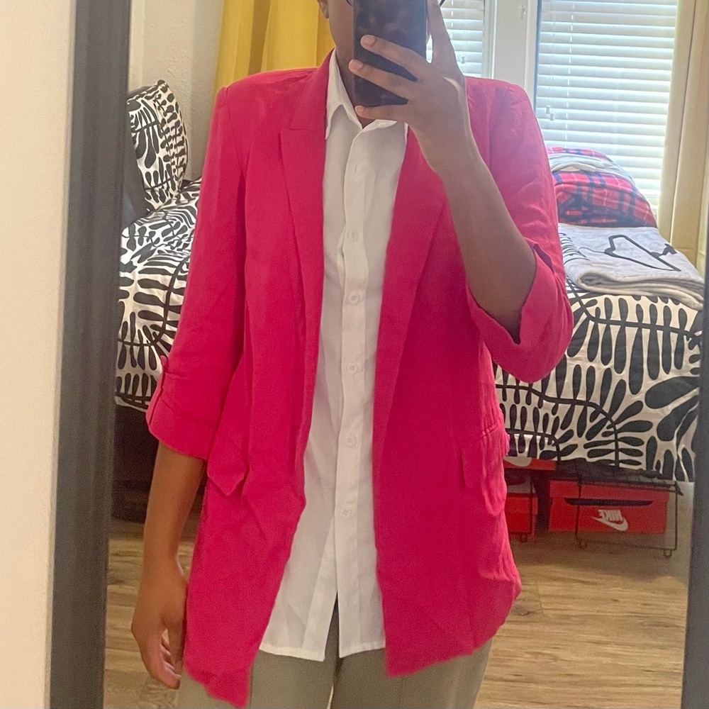Zara Bright Pink Relaxed Blazer